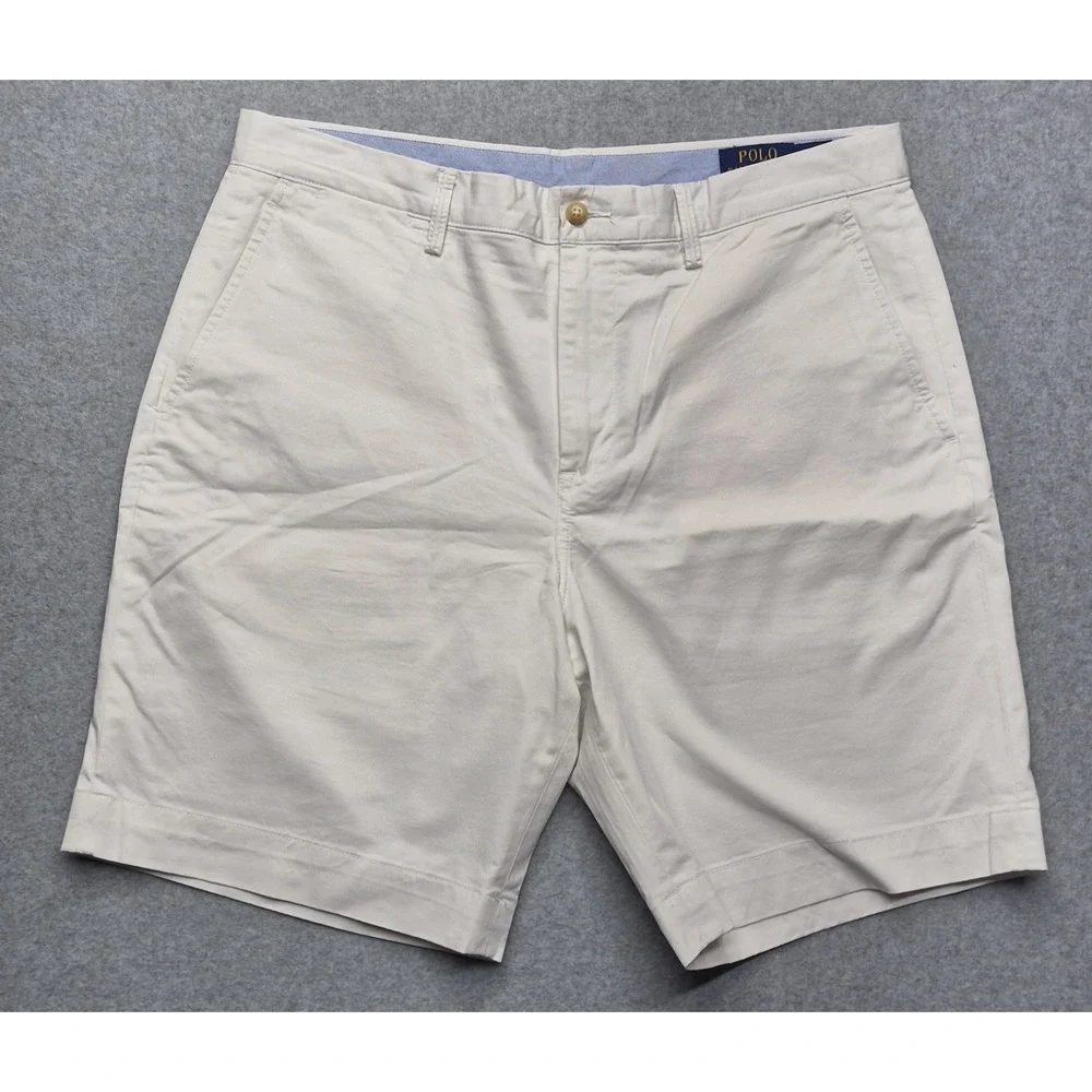Polo Ralph Lauren Shorts Mens 35 Beige Chino Flat Front Casual Preppy Golf